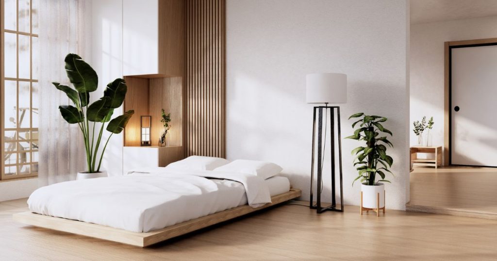 Japanese style bedroom with a futon