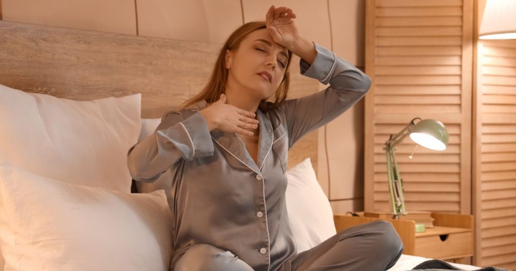 Woman overheating at night