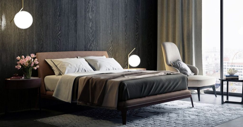 Elegant bedroom with organic latex bed and pure wool duvet